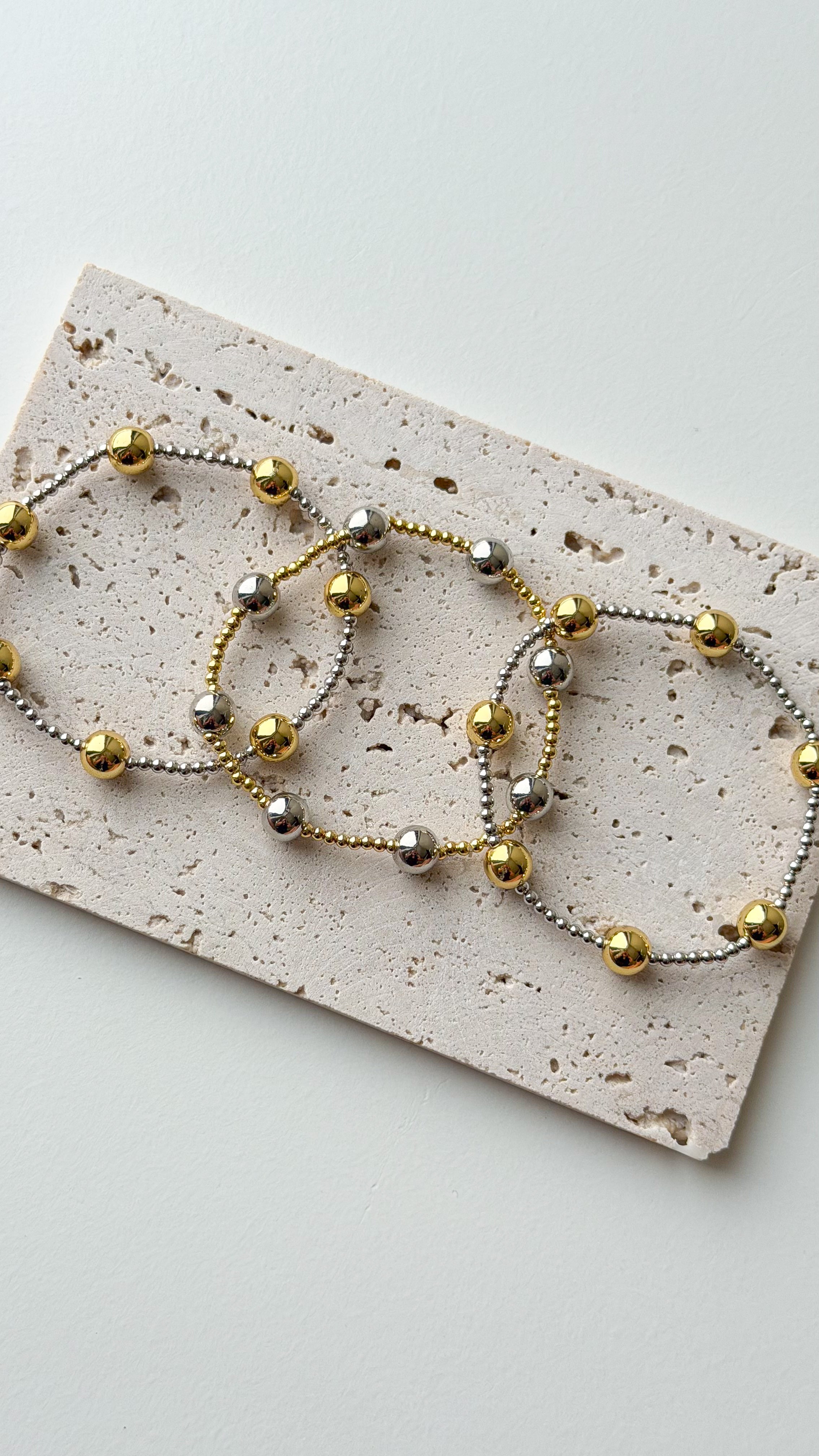 Two Toned Beaded Bracelet Set