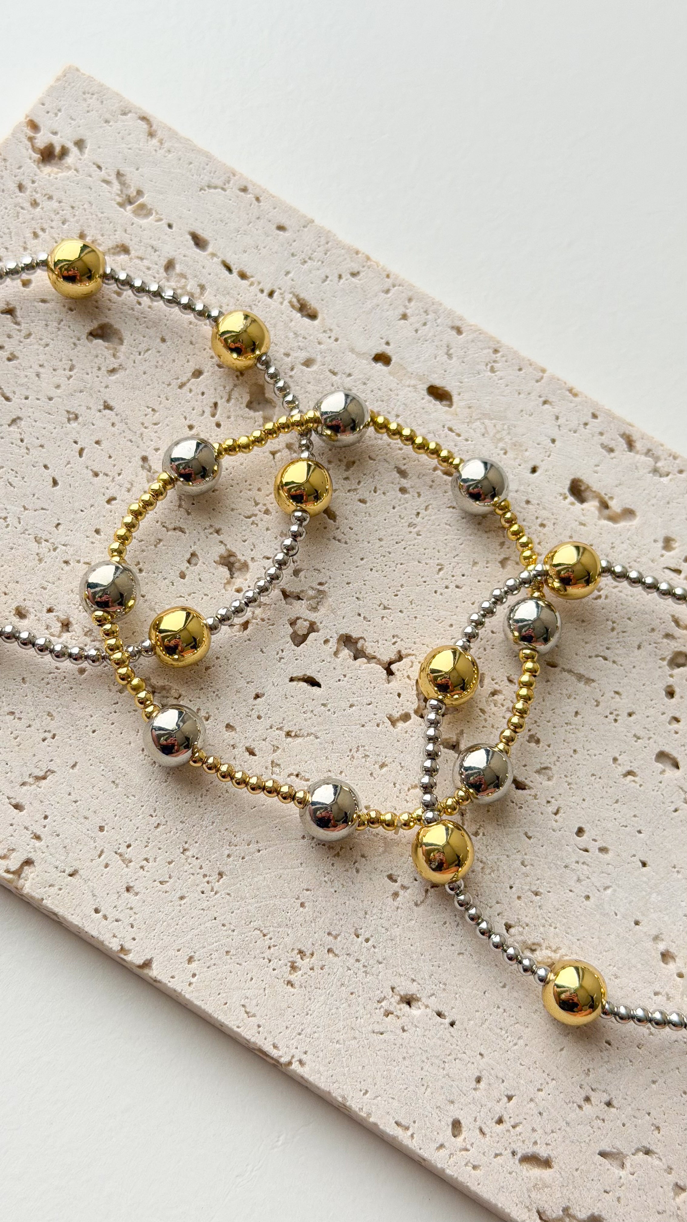 Two Toned Beaded Bracelet Set